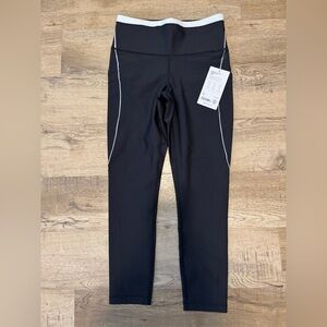 Athleta Black Leggings with White Trim